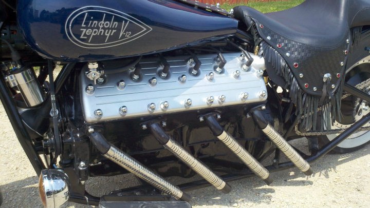 Custom motorcycle with Lincoln-Zephyr V12 05