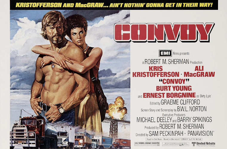 Poster for the 1978 movie Convoy by Sam Peckinpah, resized and edited a little into a thumbnail.