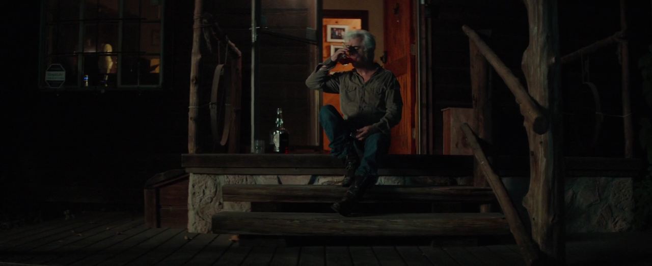 Дэйл Уотсон пьет виски на крыльце дома,  Желтая роза, 2020, кадр из фильма
