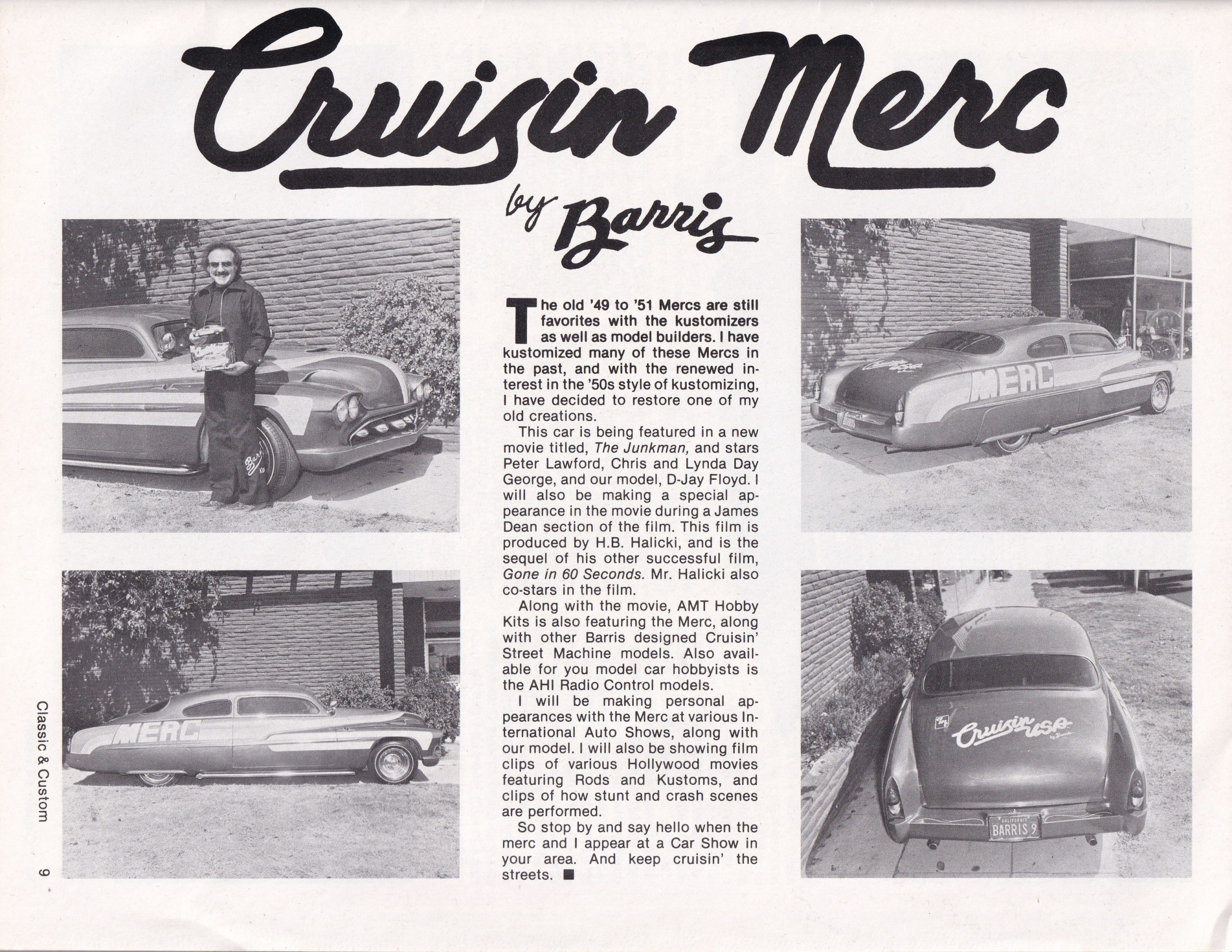 Cruisin' Merc Джорджа Барриса, статья из журнала Classic & Custom, Апрель 1981-ого.