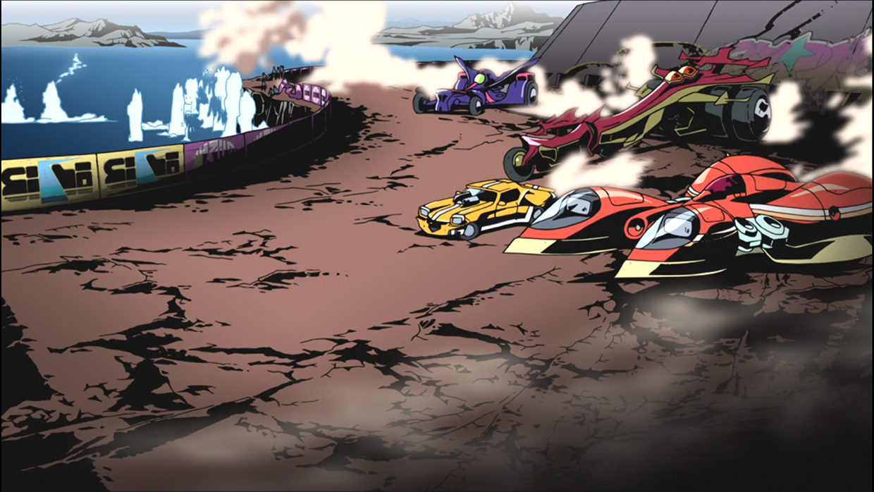 Trans Am 20000 в гонке, скриншот аниме Redline