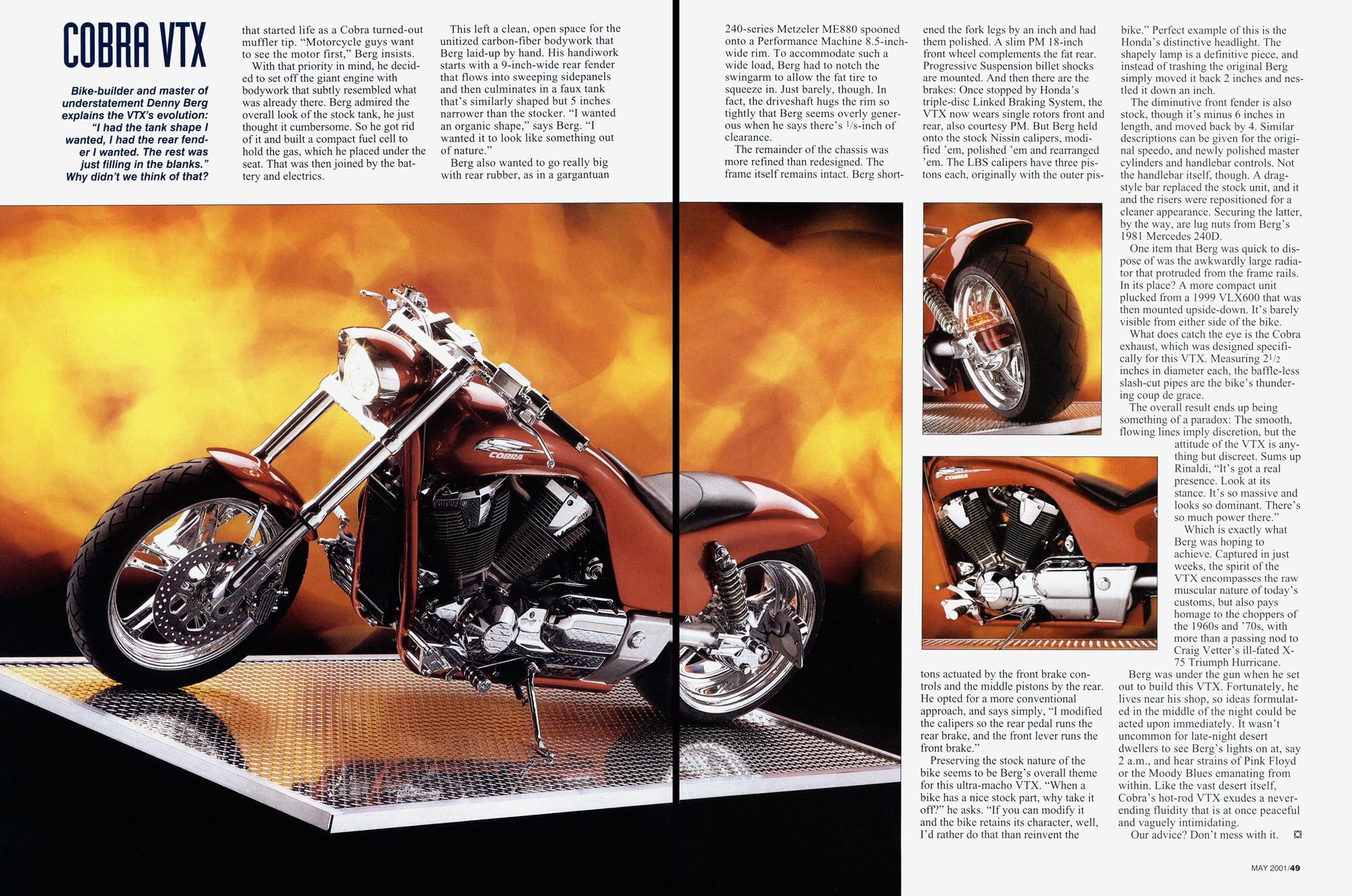 Статья про кастомный мотоцикл Honda VTX 1800 в журнала Cycle World, 2001-ый год, скан 2.