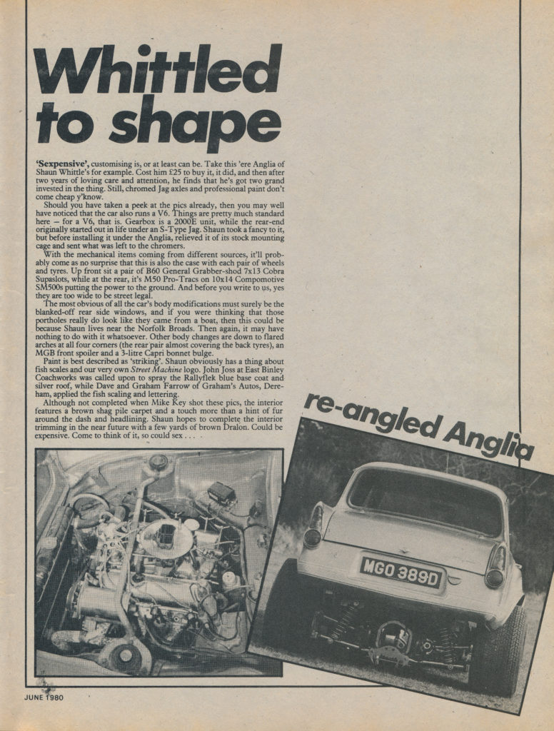 Статья про Ford Anglia 105E Sexspensive из журнала Street Machine, июнь 1980, страница 2.