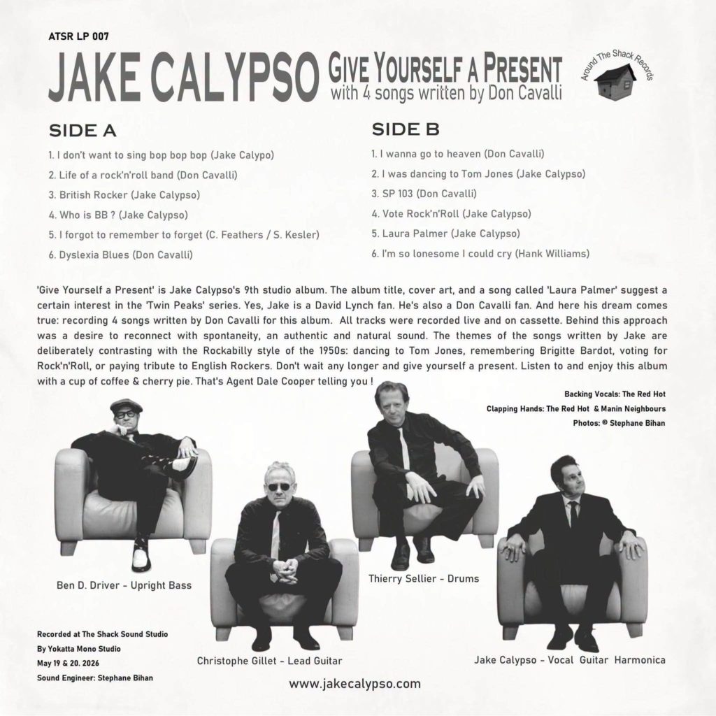 обратная сторона обложки пластинки Jake Calypso, Give Yourself a Present 2026
